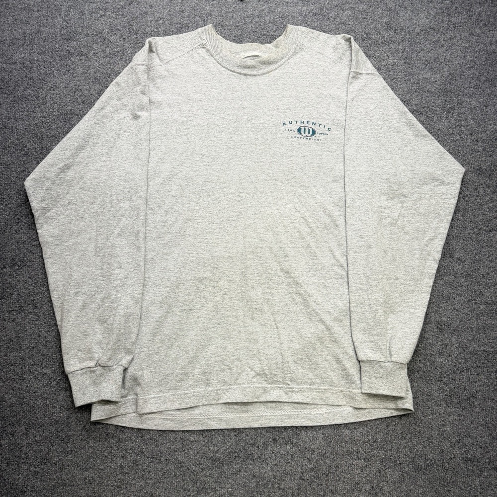Wilson Authentics Heavyweight Long Sleeve Men's Shirt Size XL Gray 90s‎ Tennis